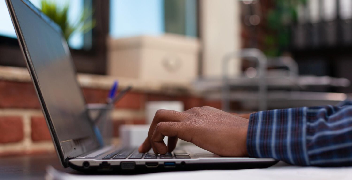 person working on a laptop