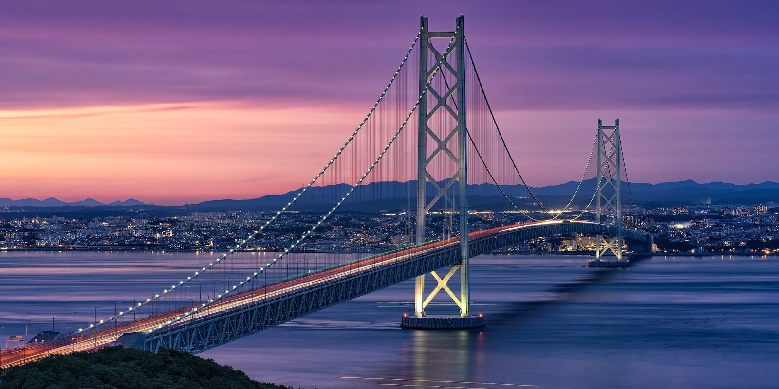 The Akashi-Kaikyo Bridge in Japan